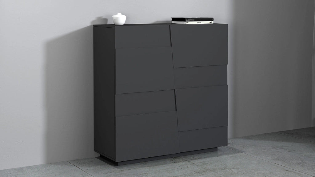 Credenza 2 Ante 120x44x126 cm Pongo 2A Grigio Antracite Opaco