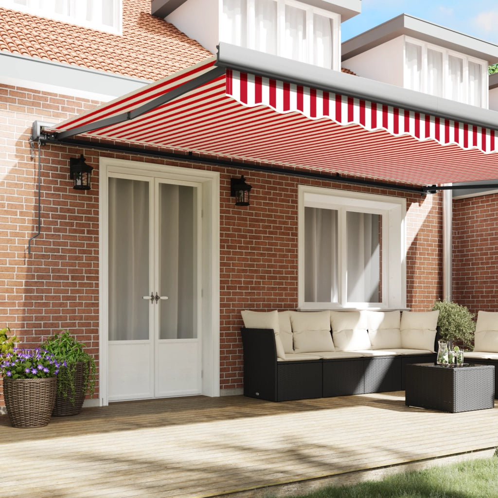 Tenda retrattabile automatica Rossa e Bianca Striscia 500x300 cm