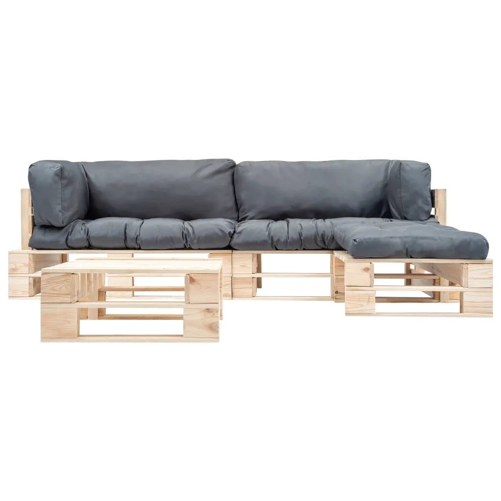 Divani da Giardino su Pallet 4 pz Cuscini Grigi in Legno cod mxl 119265
