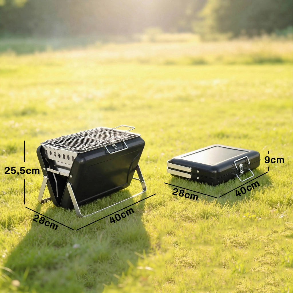 Griglia Barbecue a Carbone Smoker ¨C zephmum ¨C Acciaio Inox Nero 40x28x25.5cm
