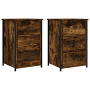 Set di 2 Comodini | Armadio da Notte | Mobiletto da notte Rovere Fumo 40x36x60 cm in Legno Multistrato