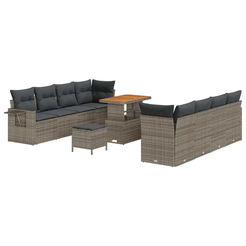 Set Divano da Giardino con cuscino 11 pcs Grigio polyrattan 3363673