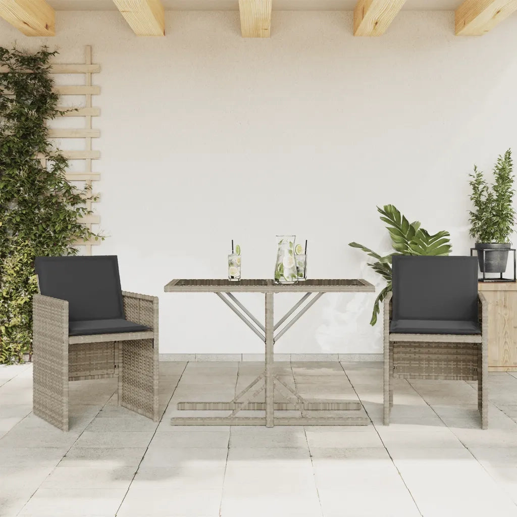 Set da Bistr¨° 3 pz | Set Salotto da Giardino con Cuscini Grigio Chiaro in Polyrattan