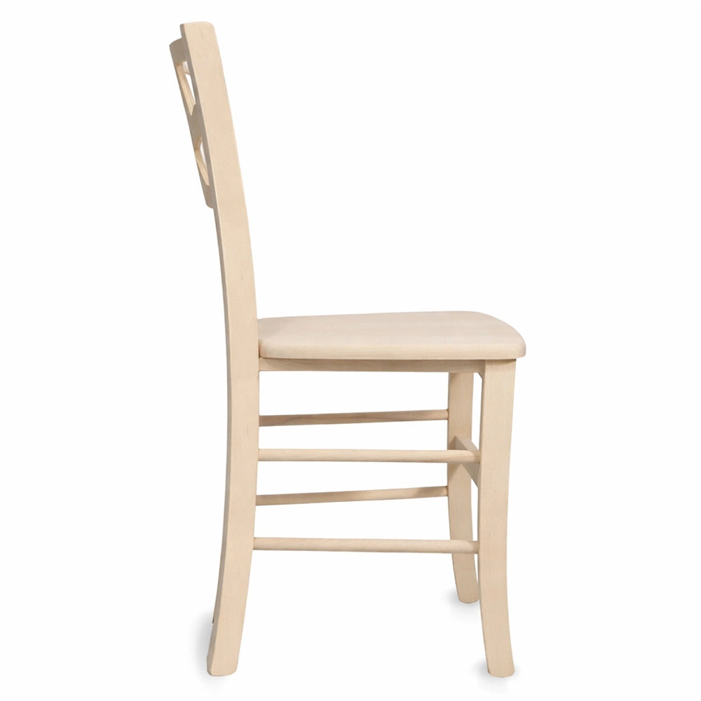 Sedia da sala da pranzo Sissy in legno grezzo da dipingere con seduta massello