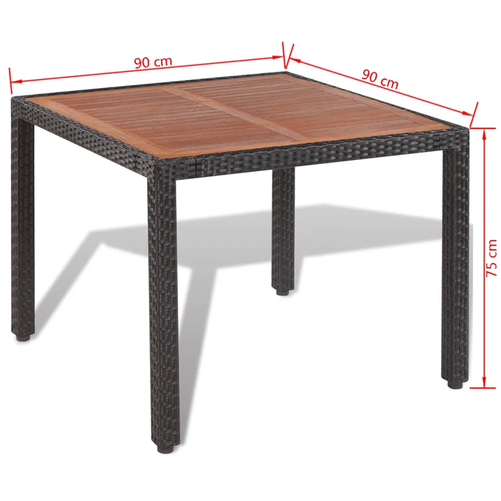 Set da Pranzo da Giardino 5 pz con Cuscini in Polyrattan Nero  cod mxl 44252