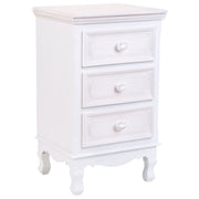 Comodino in legno con 3 cassetti bianchi 41x33,5x68.