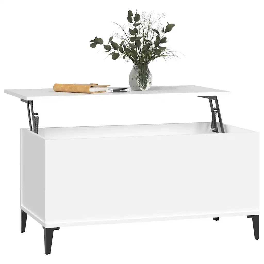 Tavolino da salotto | Tavolino da caff¨¨ | Tavolino da Soggiorno Bianco 90x44,5x45 cm in Legno Multistrato