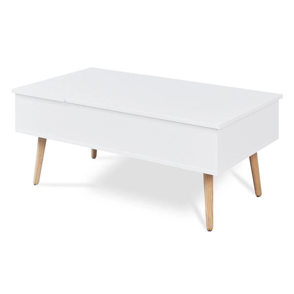 Tavolino da Salotto Flesen con Piano Sollevabile e Scomparti 92 x 52 x 41 cm - Bianco [en.casa]