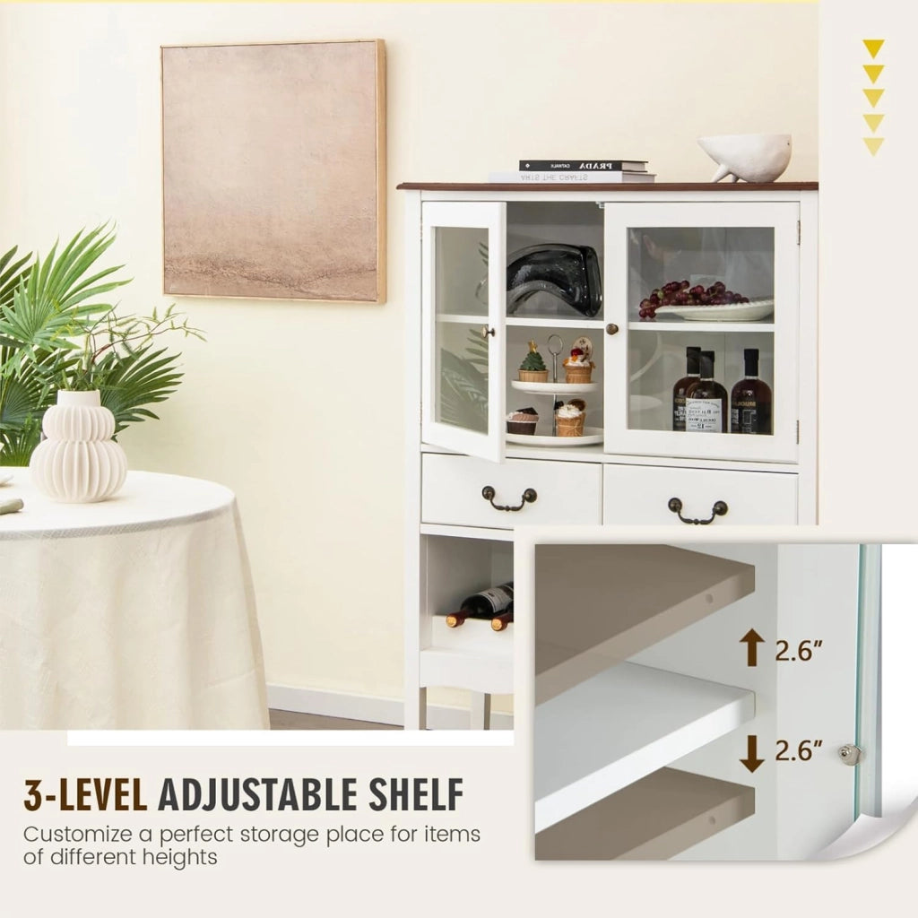 Mobile per vino, credenza con ante, cassetti con maniglia e cantina per vino, cantina moderna, 90,5 x 38 x 126 cm, per cucina, sala da pranzo, bar, SE09334FQDE