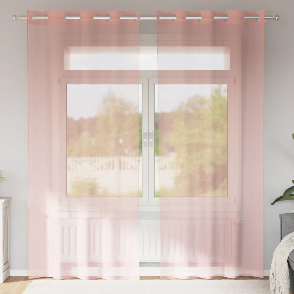 vidaXL Tende in Voile con Occhielli 2 pz Rosa 140x245 cm