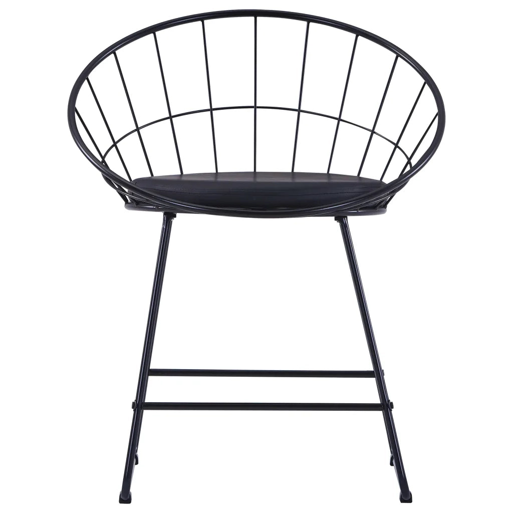 Sedie da Pranzo con Seduta in Similpelle 4 pz Nere in Acciaio 276235