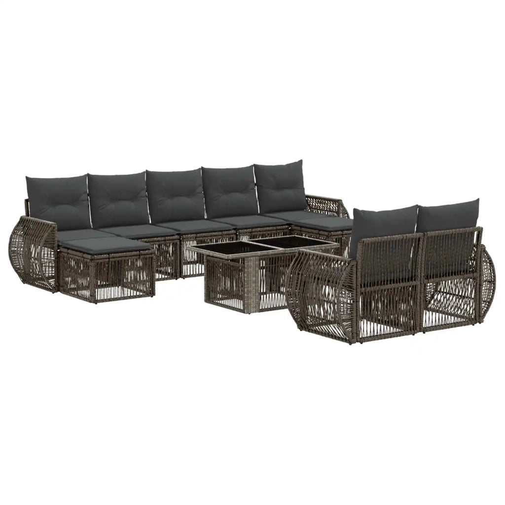 Set Divano da Giardino 10 pz Grigio e Grigio Scuro polyrattan 3437003