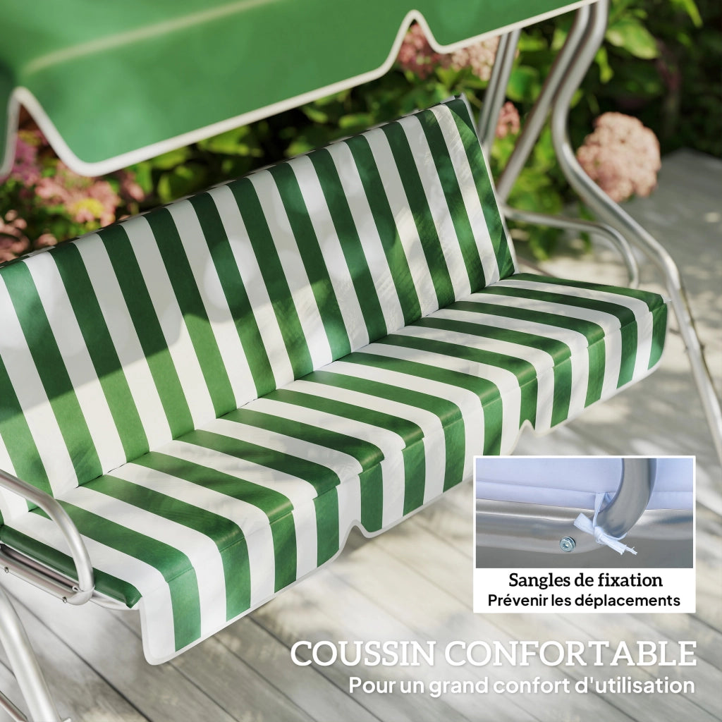 Altalena da giardino 3 posti ¨C zephmum ¨C verde 170x110x153 cm