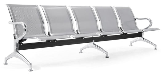 Panca per Sala Attesa 5 Posti in Acciaio da Ufficio Tosini Grigia