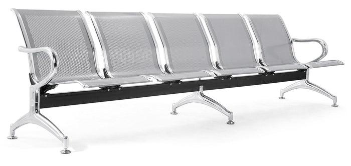 Panca per Sala Attesa 5 Posti in Acciaio da Ufficio Tosini Grigia