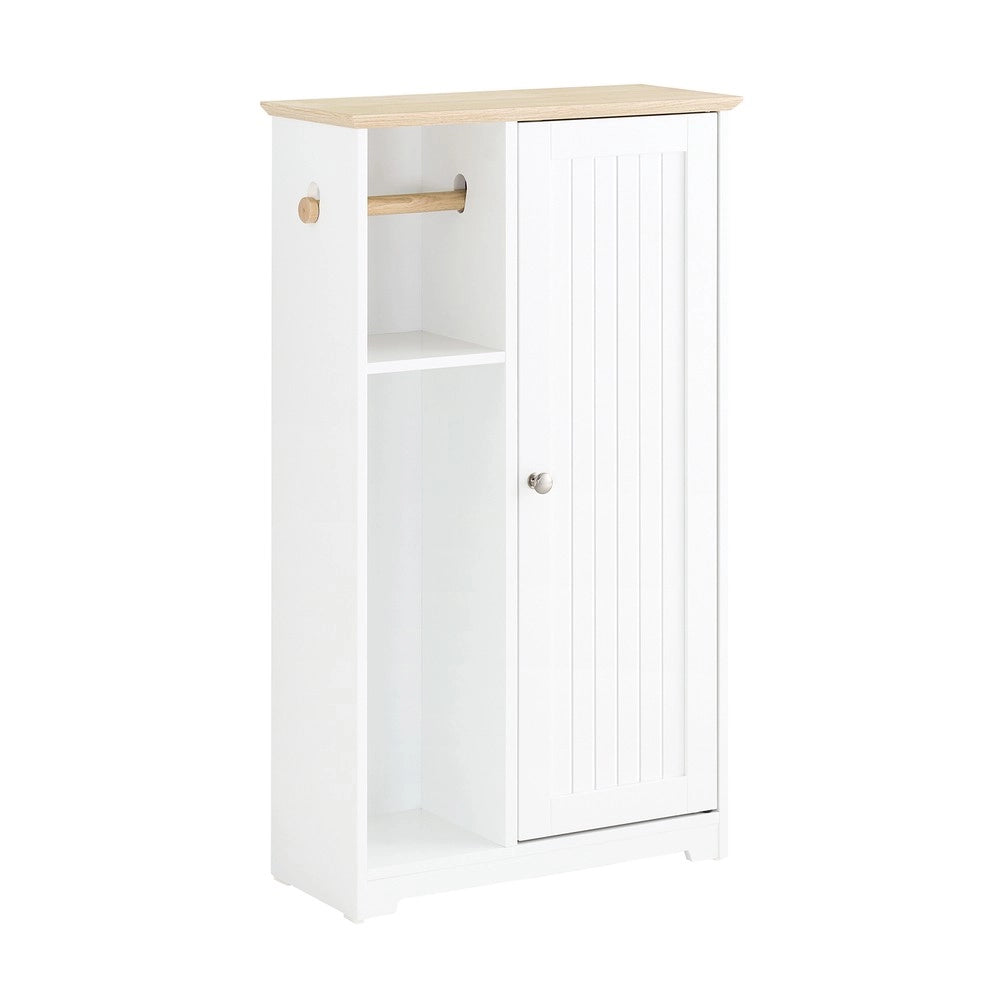 SoBuy Mobile Bagno Compatto con Sportello e Mensole – Armadietto Stretto per WC o Lavabo – Bianco, 50x21x86 cm BZR189-W