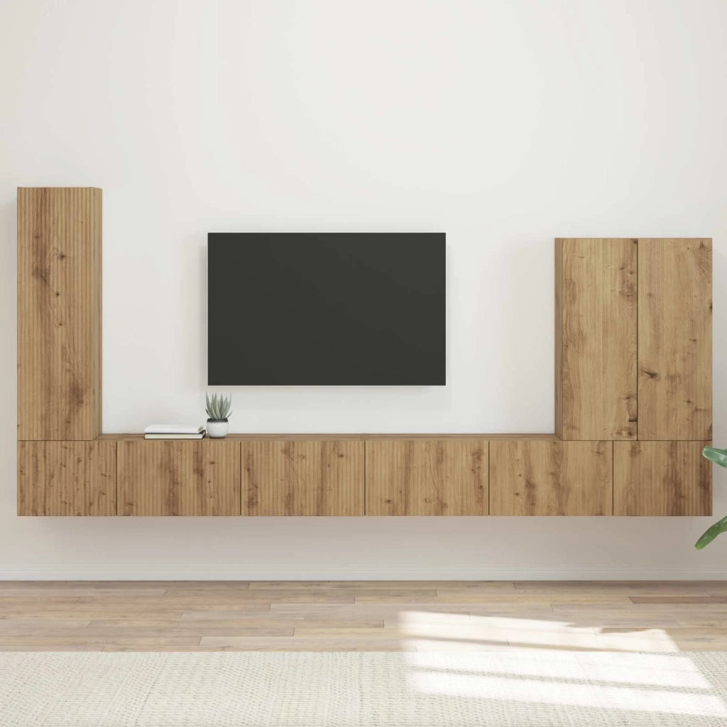 Set di Mobiletto da TV a Parete 6 pcs Rovere artigianale 3408960