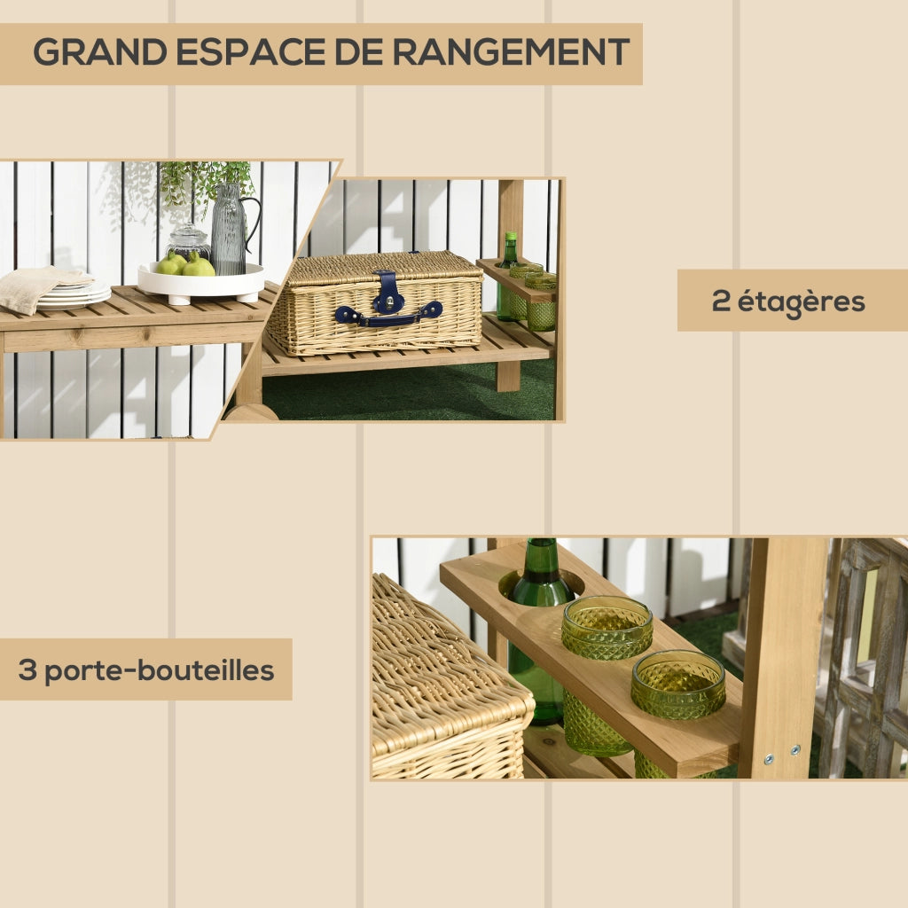 Carrello da giardino per barbecue con 2 ripiani e porta bottiglie ¨C zephmum ¨C 95x47x74 cm