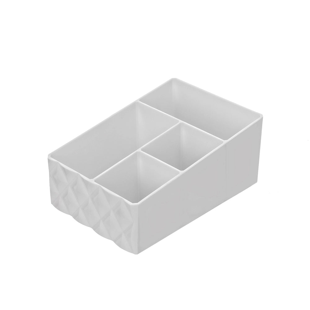 ORGANIZER PORTAOGGETTI COSMETICI PLASTICA BIANCO 4 SCOMPARTI 14x20x9cm SMACK FERIDRAS 701002