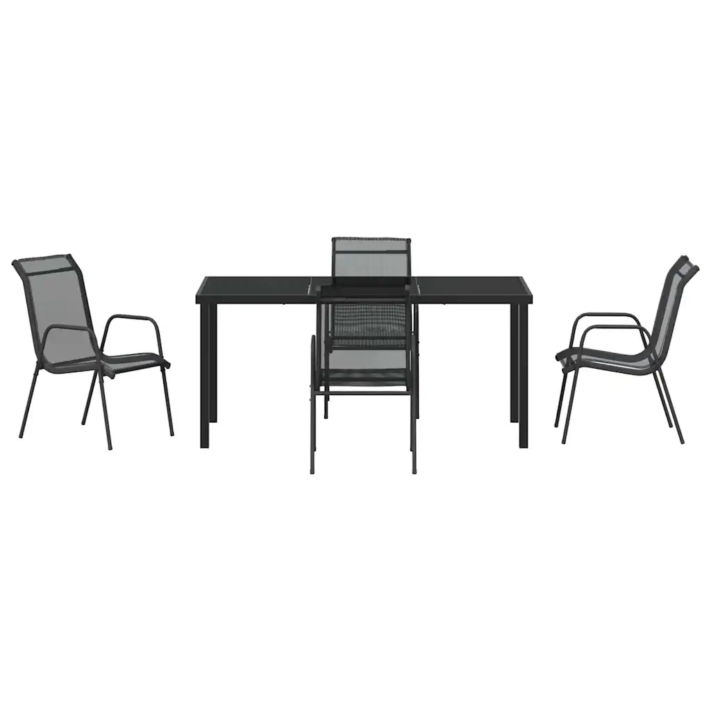 Set da Pranzo per Giardino 5 pcs Nero 3379138