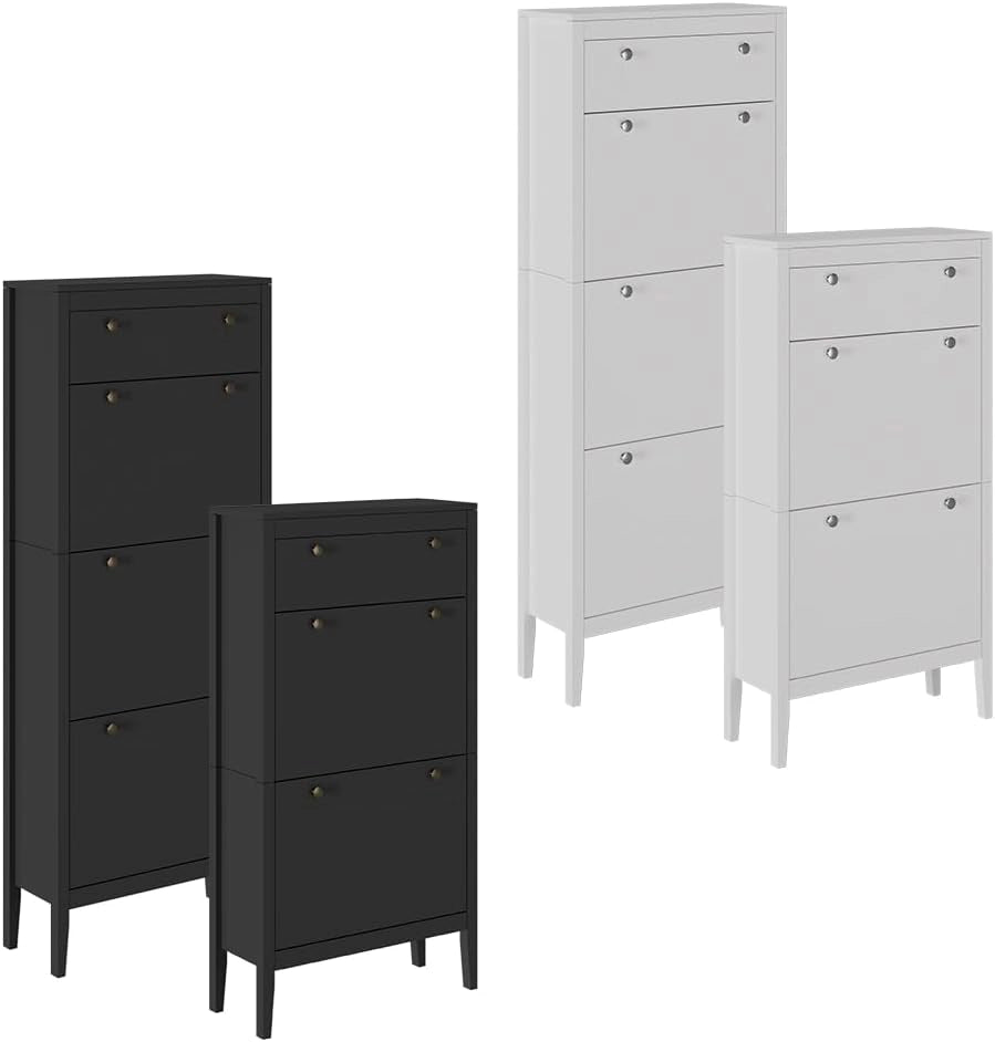 Armadio per scarpe Aron, Bianco, 60 x 115 cm, combinabile per la conservazione e l'organizzazione delle scarpe