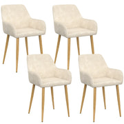 IDMarket - Set di 4 sedie RORY in tessuto chenille beige per la sala da pranzo