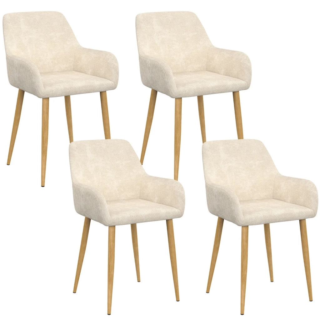 IDMarket - Set di 4 sedie RORY in tessuto chenille beige per la sala da pranzo