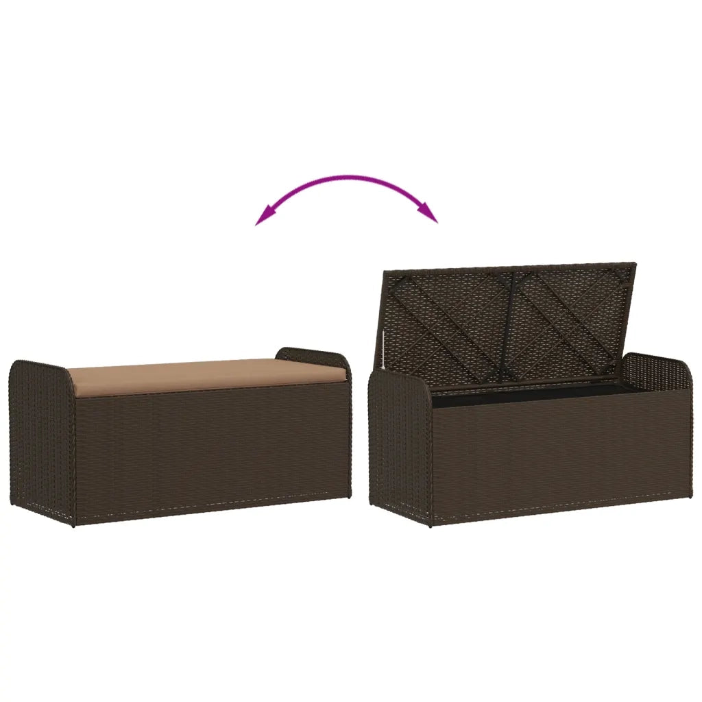 Cassapanca con Cuscino-Baule-Panca con ContenitoreMarrone 115x51x52 cm in Polyrattan