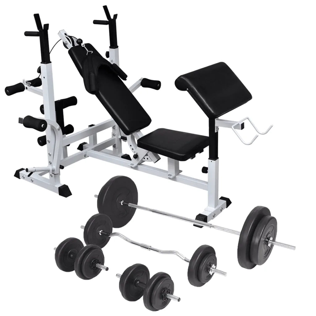 Panca Multifunzione con Bilanciere e Set di Manubri 90 kg cod mxl 58130