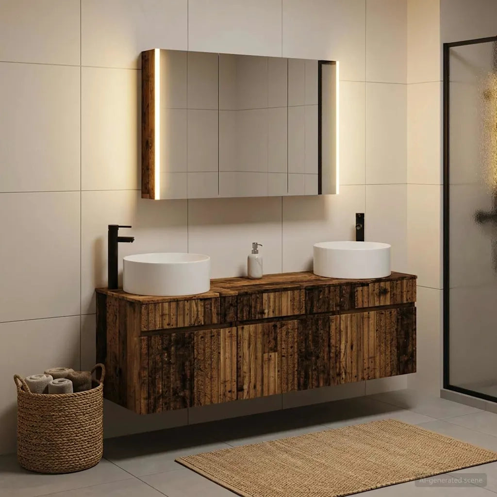 Set di Armadi da Bagno 4 pcs Legno antico 103,5 x 15,5 x 70 cm 3406669