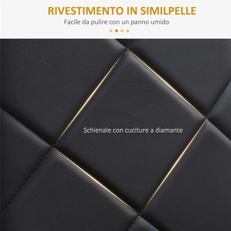 SET DI 4 SEDIE DA PRANZO CON SCHIENALE ALTO IN FINTA PELLE E ACCIAIO 41X50X97CM