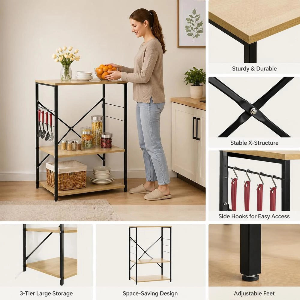 Microwave Shelf, Black Oak, 60x39.6x79.5 Cm, Engineered Wood