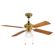 Ventilatore da Soffitto con luce Perenz 7064 OL Ottone - Ø 105 cm, 4 Pale, 3 Velocità, Motore AC 50W, Silenzioso, Attacco Lampadina E27