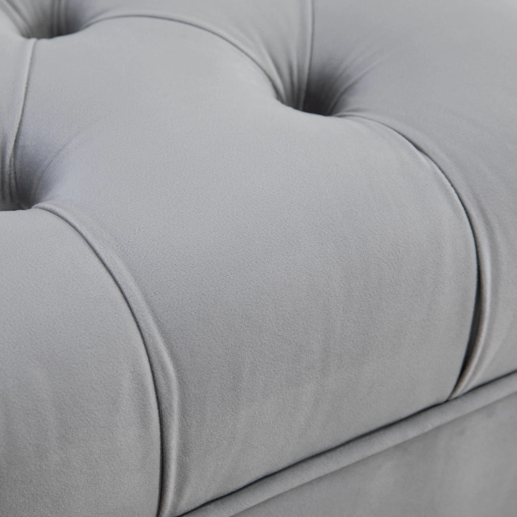 Panca imbottita grigio chiaro 118x45x42 cm