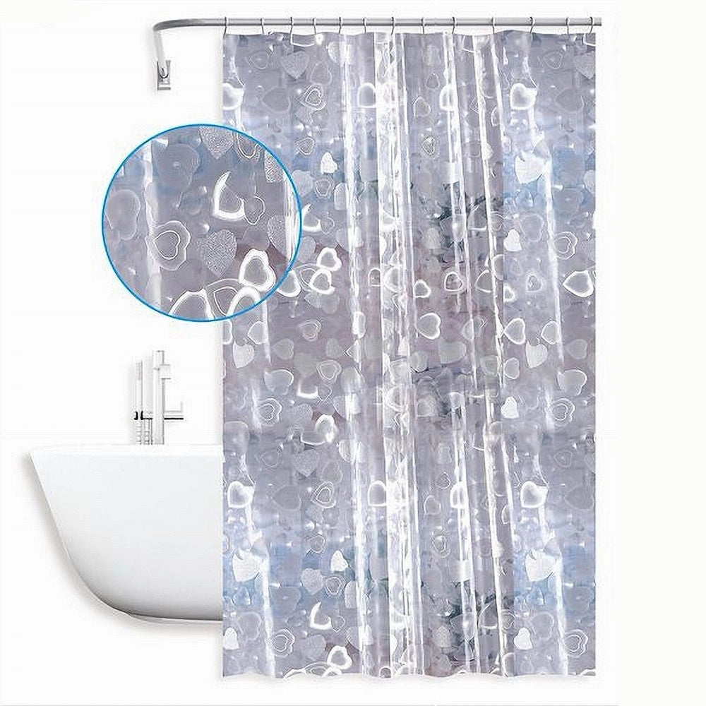 Trade Shop - Tenda Doccia Vasca Bagno Impermeabile 12 Ganci Effetto 2d Cuori 180x200 Cm 59809 -