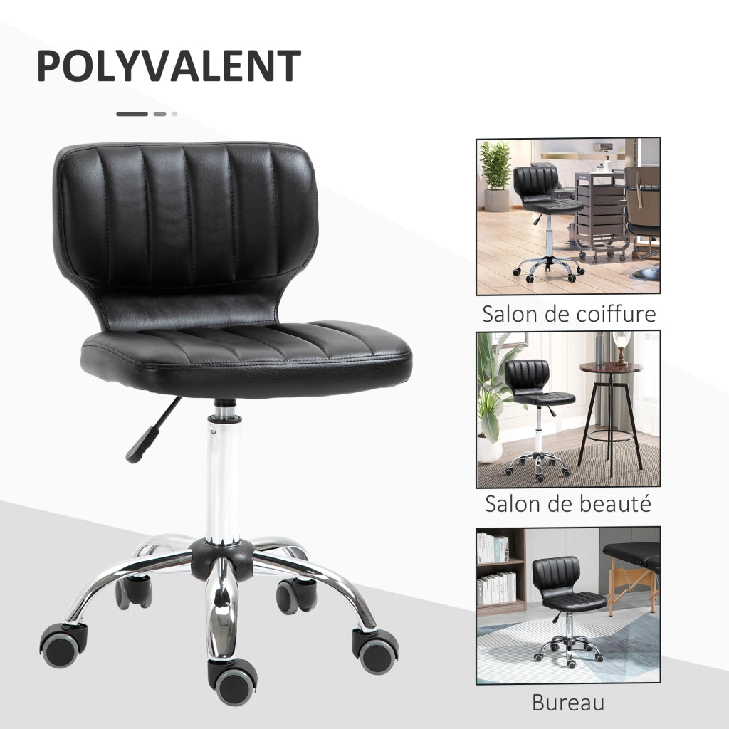 Sgabello da lavoro con ruote girevole 360¡ã ¨C Xylo ¨C Regolabile 47-62 cm rivestimento nero cromato