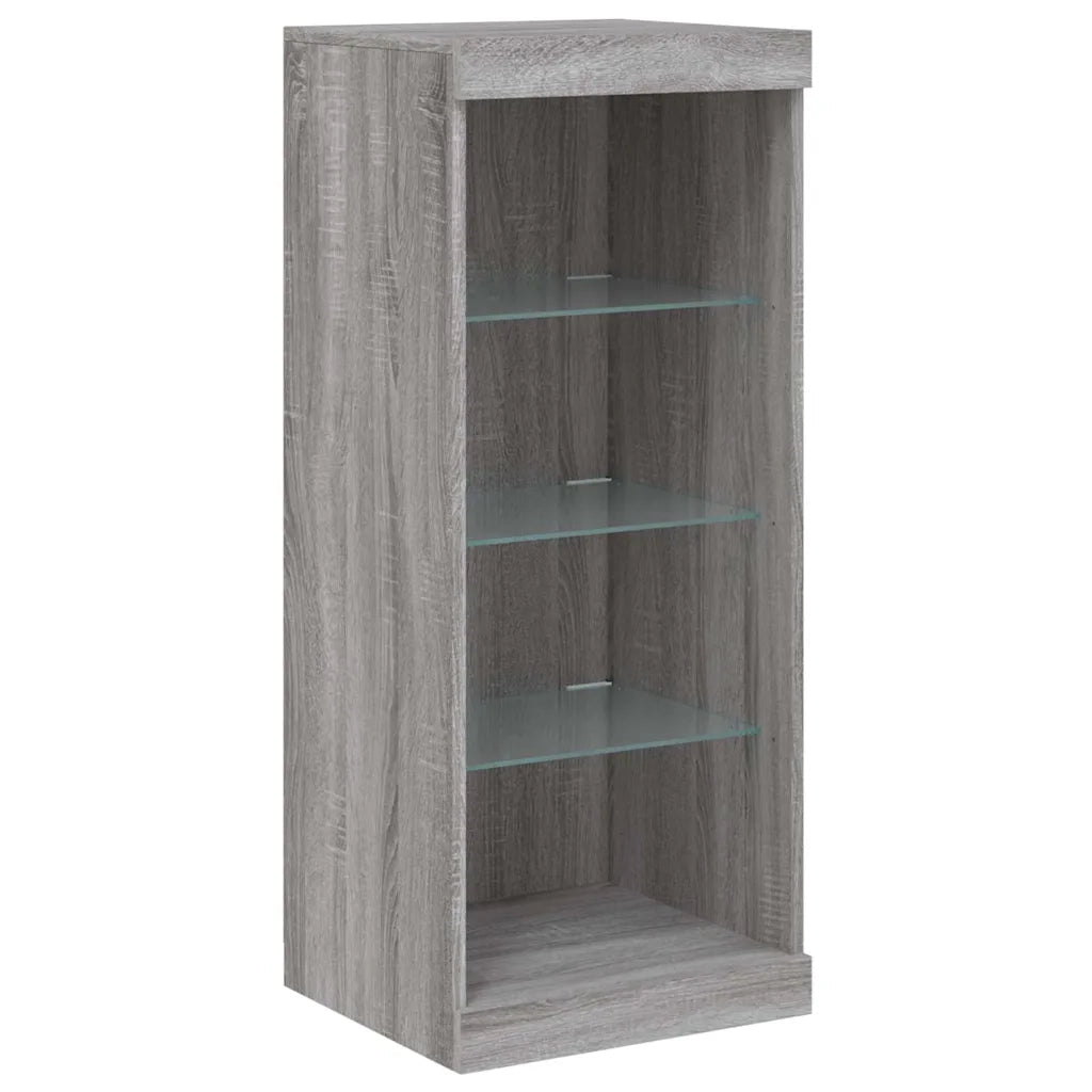 Credenze con Luci LED 3 pz | Madia | Buffet da pranzo | Armadio da pranzo Grigio Sonoma in Legno Multistrato