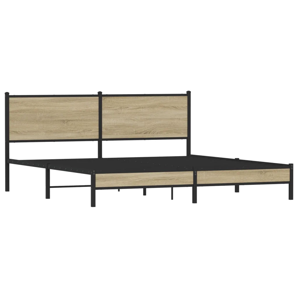Letto matrimoniale | Letto per adulti | Giroletto senza Materaso in Metallo Rovere Sonoma 160x200 cm
