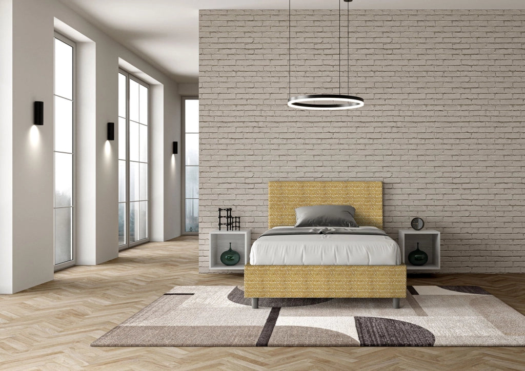 Letto 1 Piazza e Mezzo 120x210 cm con Rete e Contenitore Adele Aragona 3 Giallo