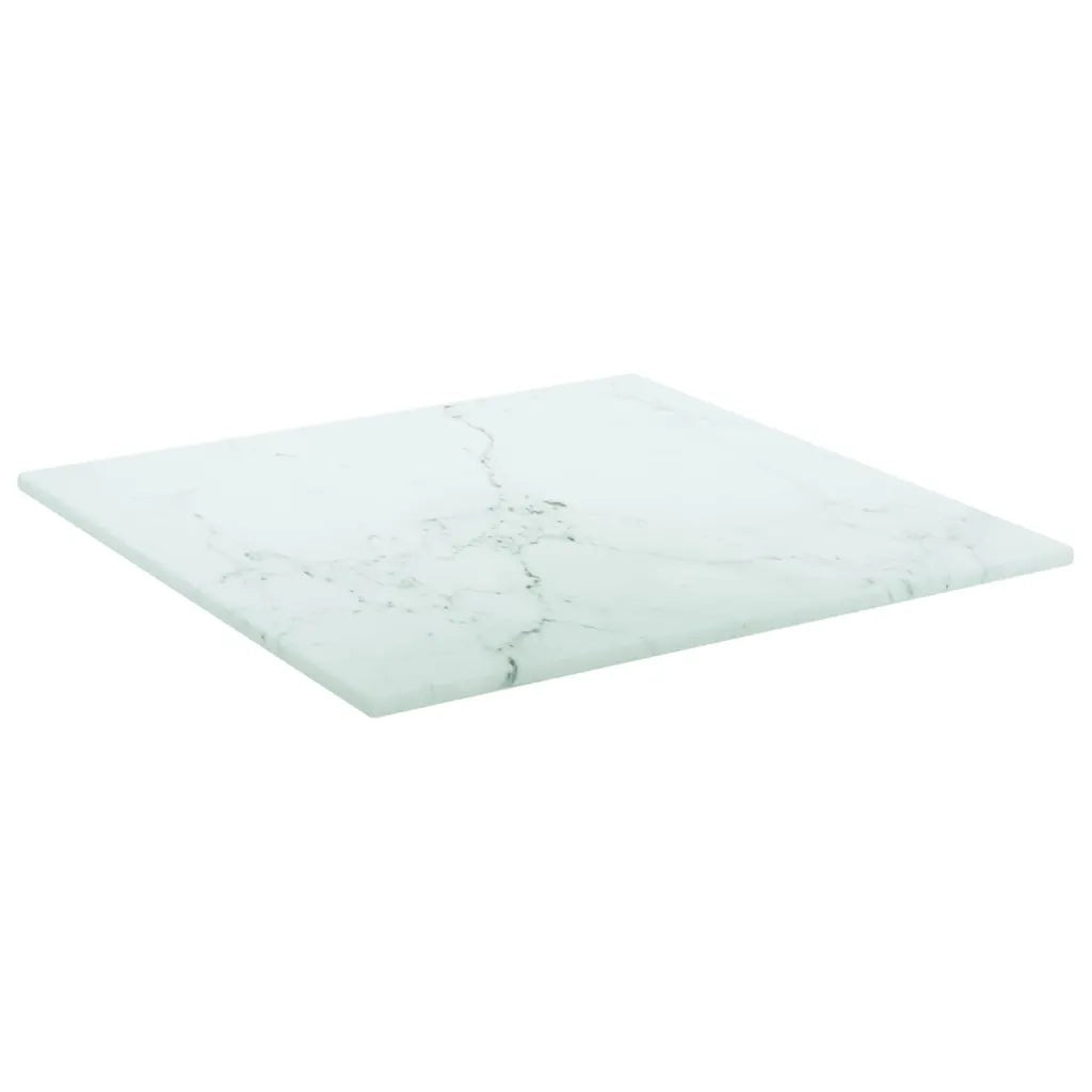 Piano Tavolo Bianco 30x30 cm 6mm Vetro Temperato Aspetto Marmo cod mxl 69238