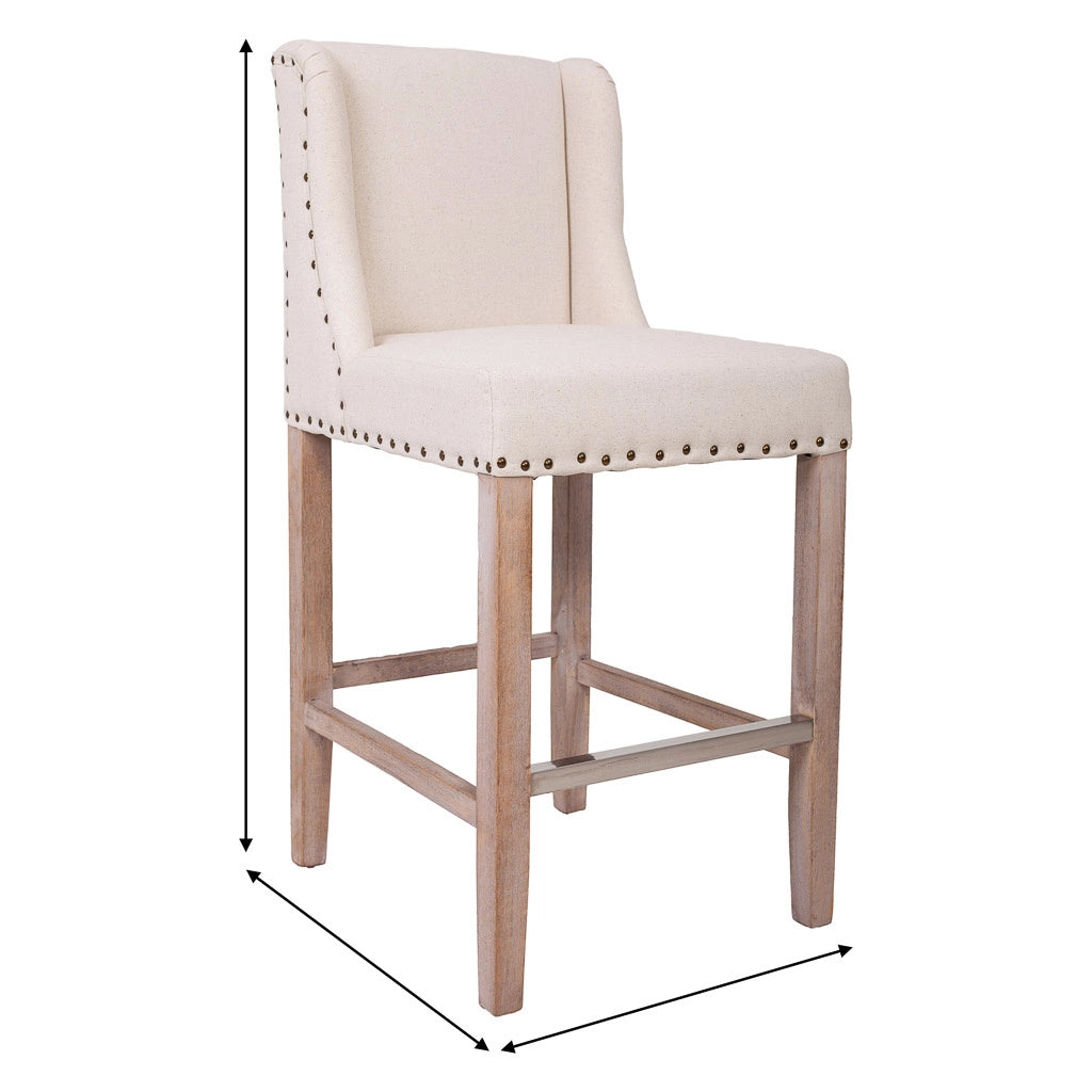 Sgabello imbottito in legno e beige 48x58x67/104h