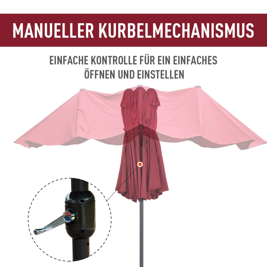 Ombrellone da balcone con manovella ¨C zephmum ¨C 455x265 cm, rosso bordeaux