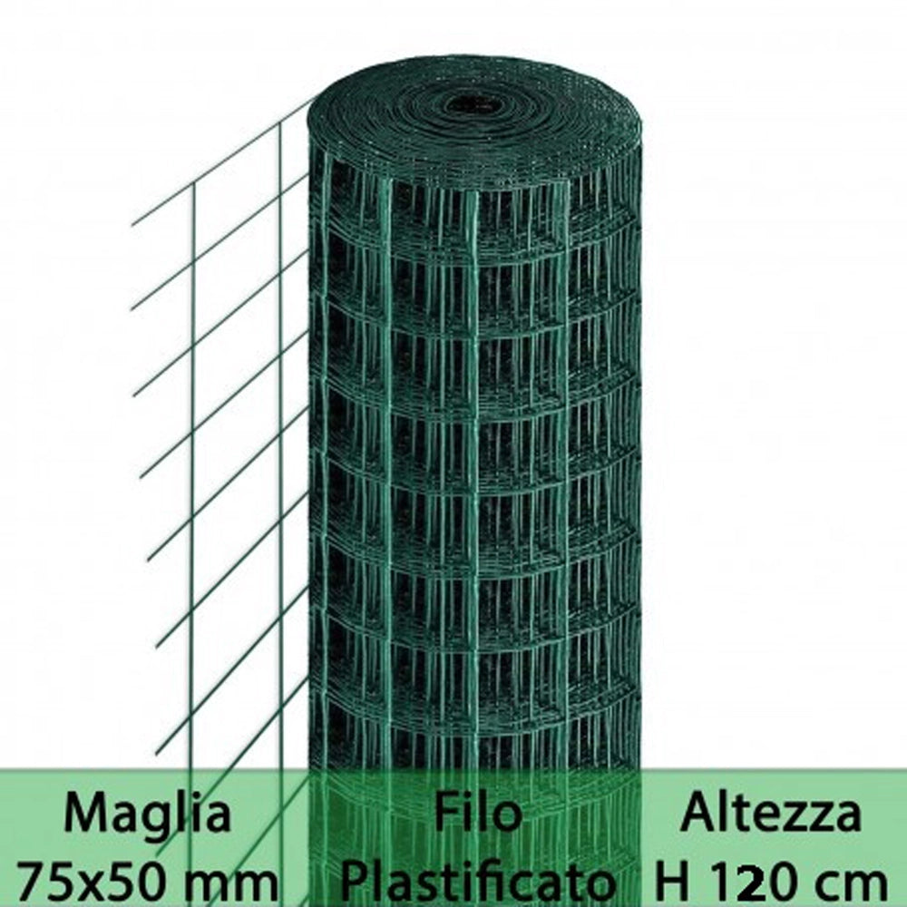 RETE RECINZIONI METALLICA PLASTIFICATA ELETTROSALDATA 75x50 h200cm ROTOLO 25mt ASETKA