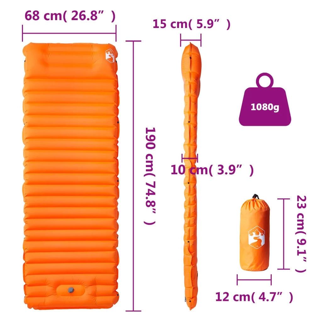 Materasso Campeggio Autogonfiabile Cuscini 1 Persona Arancio CFW1593524