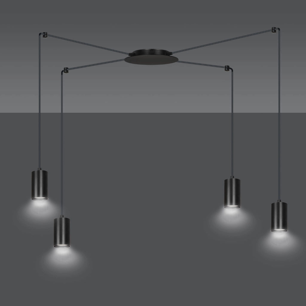 Lampadario Emibig Traker nero 4xGU10 regolabile 300cm