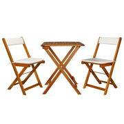 Set da Bistrot 3 pz Pieghevole con Cuscini Massello di Acacia 44014