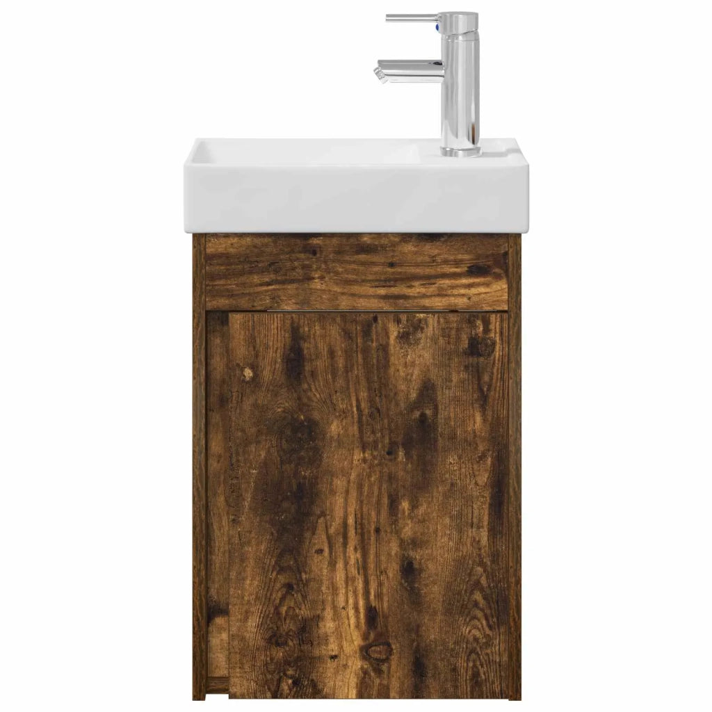 Mobile bagno con rubinetto Rovere Fumo 40,5 x 22,5 x 62 cm
