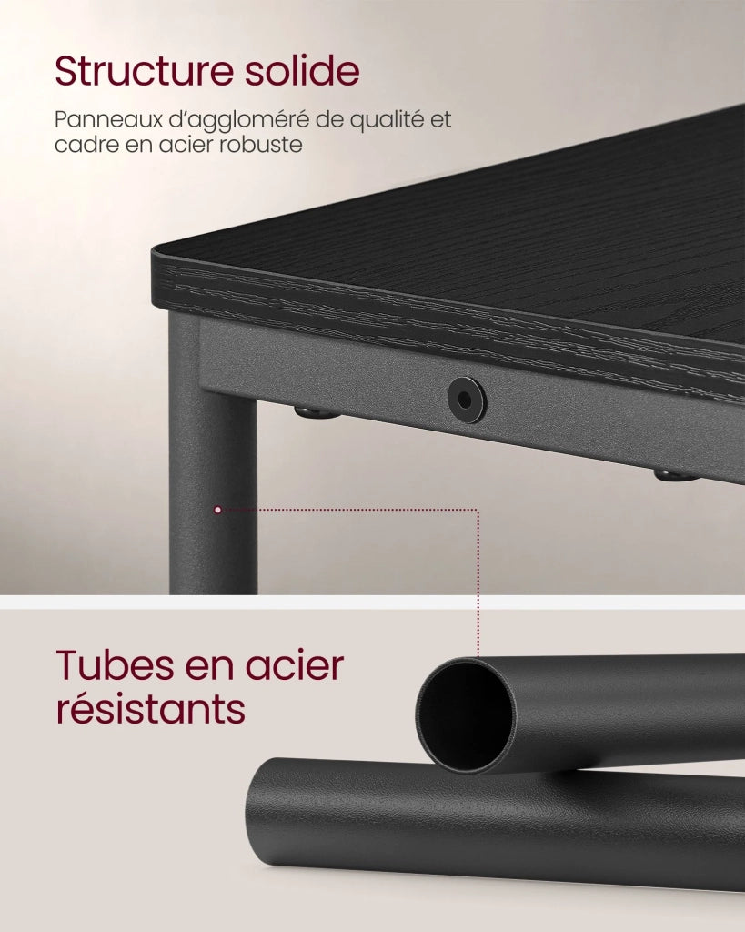 Tavolino sottile con multipresa 18 x 45 x 58 cm comodino a 3 ripiani tavolino per piccoli spazi portariviste soggiorno camera da letto ufficio tavolini laterali nero 12_0007556
