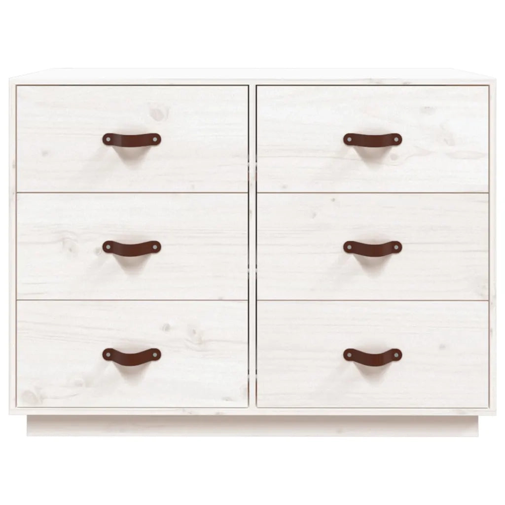 Credenza Bianca 100x40x75 cm in Legno Massello di Pino 820143