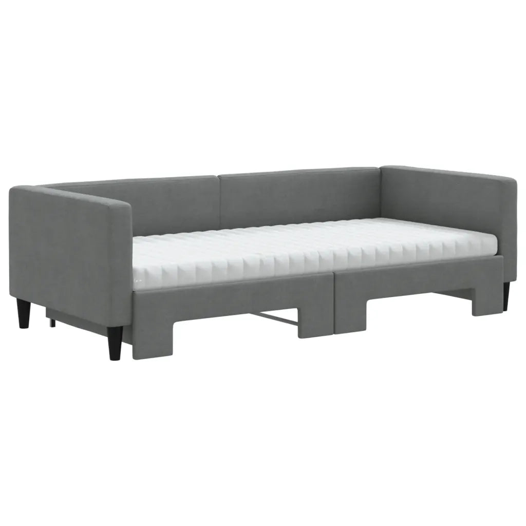 Divano Letto Estraibile Materassi Grigio Scuro 90x200cm Tessuto 3196597